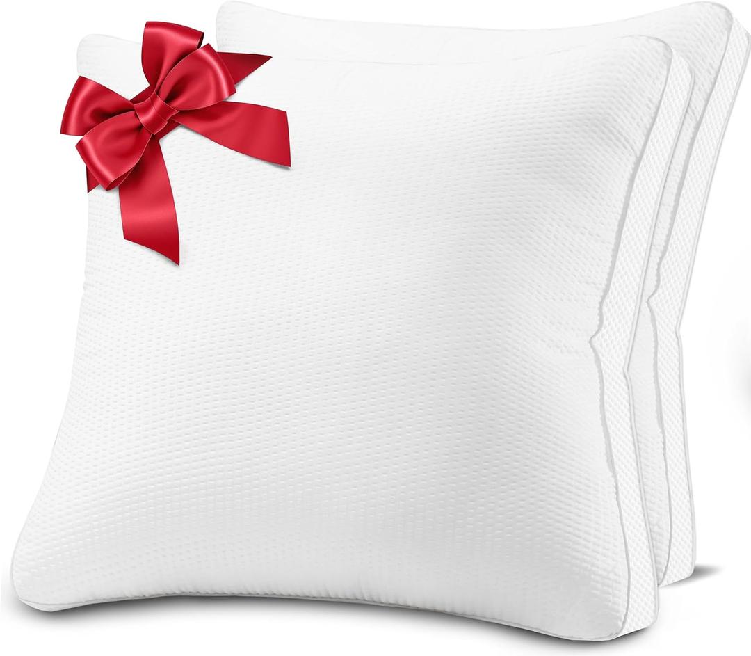 18x18 Pillows Inserts Set of 2, Throw Pillows 18 Inch Luxury Down Alternative Pillow Inserts with Double-Edge Breathable Side Mesh, Square Premium Cushion for Bed, Sofa, Couch (White)
