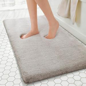 MINIDEAR Bathroom Rugs 60x20 Tan - Thick Memory Foam Bath Mat, Ultra Soft & Plush Fluffy, Non-Slip, Quick Dry, Absorbent Washable Floor Microfiber Mat for Tub, Home Decor Accessories