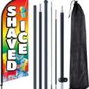 Shaved Ice Feather Flag 7 ft Advertising Swooper Flag Banner Signs with Pole and Ground Stake Stand for Store Business Outside