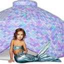 Skywin Air Tent for Kids (77 x 50) Builds in 30 Sec, Toddler Tents Indoor for Imaginative Play, Spacious Kids Forts Indoor Playhouse for Boys & Girls Ages 3-14 (Fan Not Incl) (Mermaind Magic Fort)