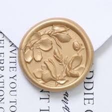 UNIQOOO Wax Seal Stickers, Magnolia Flower Antique Gold Seal, 50Pcs