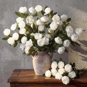 12 Pcs Faux Peonies Artificial Flowers for Vase 28 Inches Vintage Fake Peony Branches with Stems for DIY Bouquet Centerpieces Summer Wedding Vase Fillers Arrangements Shower Decorations