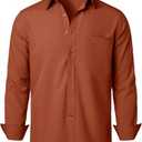 ZEROYAA Men's Regular Fit Dress Shirt Solid Wrinkle-Free Long Sleeve Casual Business Button Up Shirts with Pocket,Large