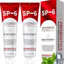 Sp-6 Probiotic Whitening Toothpaste, Sp-6 Ultra Whitening Toothpaste, with a Fluoride Free, Fresh Breath and Mint Flavored Enhancement Formula, Beneficial for Oral Health! 2pc (2)