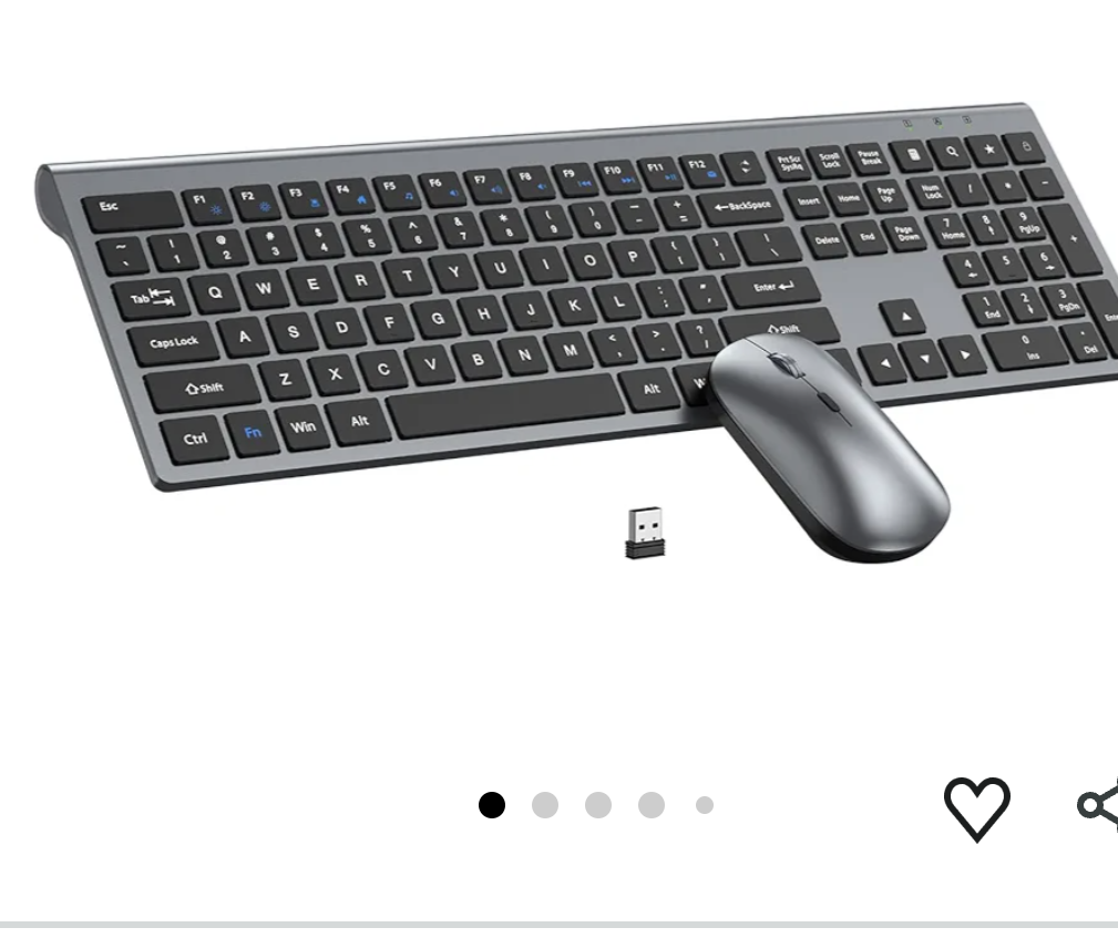 Wireless Keyboard and Mouse Combo, Full Size Keyboard and Mouse, Long Battery Life, Optical Mouse, 2.4G Lag-Free Cordless Mice Keyboard Set Ultra Slim Design for Computer, Laptop, PC, Mac, Windows