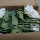 MERIXMAS Roses Artificial Flowers, Fake Velvet Silk Roses in Bulk for Home Decor Indoor, Fake Roses Realistic Flowers with Stems for Wedding Centerpiece Party Decor (24, White)