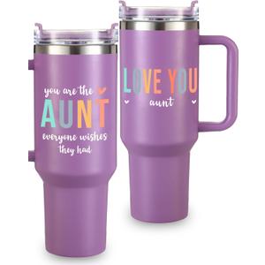 Aunt Tumbler 40oz, Best Aunt Ever Gifts, Thoughtful Auntie Mugs from Niece and Nephew, Unique Presents for Her, Ideal for Birthday, Mothers Day, Christmas, Gift Ready