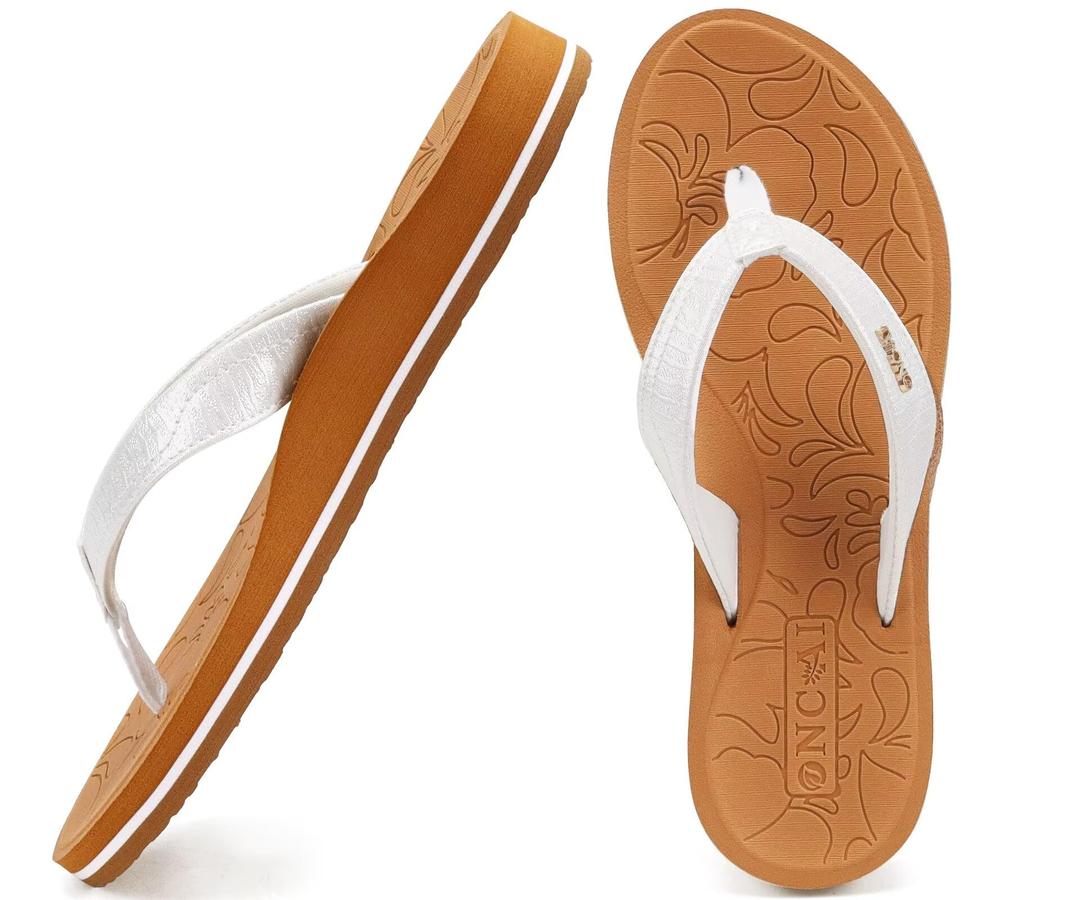 ONCAI Women's Flip Flops Comfortable Summer Beach Thong Sandals for Women with Cushion Walking Arch Support Yoga Mat Indoor Outdoor Soles, Size 8.5