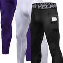 Queerier Men’s Compression Pants Athletic Running Leggings Workout Tights Quick Dry Base Layer for Basketball Sports, L