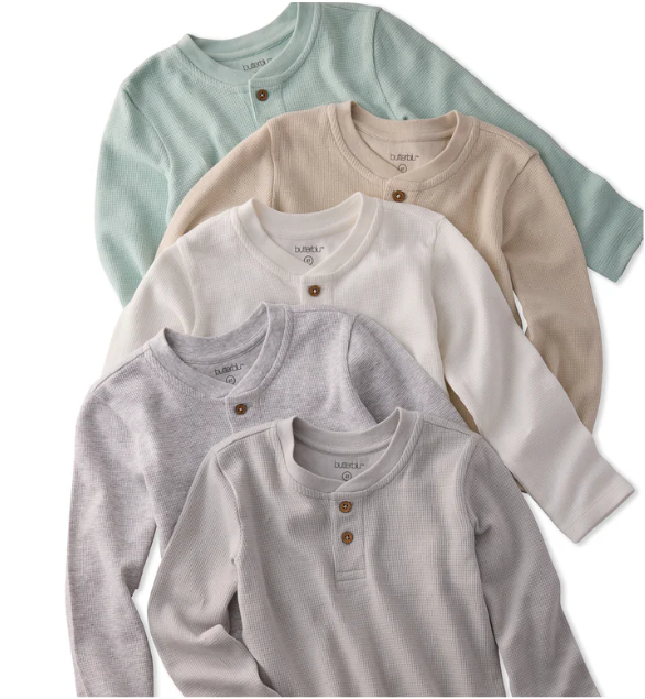 Butterblu  5-Pack Toddler Long Sleeve Thermal Henley Shirts 7Y