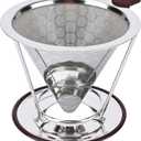 Pour Over Coffee Dripper, Pour-over Filters with 800 Mesh Steel Mesh Optimize Extraction For Rich Coffee Flavor, Stainless Steel Filter, Paperless Pour-over