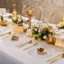 Rubtlamp 180Pcs Gold Plastic Silverware,Luxury Gold Plastic Cutlery,Heavy duty Golden Disposable Flatware, Utensils Set Disposable Include 60Gold Forks,60Gold Spoons,60Plastic Knives for Party,Wedding