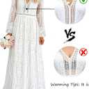 Cercis Womens Off The Shoulder Floral Lace Maxi Wedding Dress Boho Flowy Wedding Guest Formal Long Dresses (White, M)