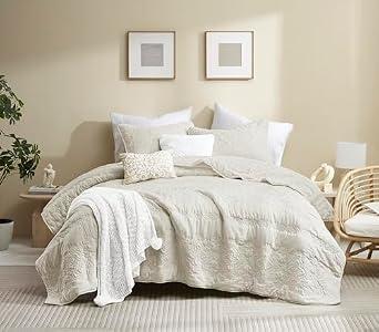 B2EVER Boho Light Beige Quilt Twin Size Bedding Sets with Pillow Sham, Bohemian Lightweight Soft Bedspread Coverlet, Quilted Blanket Thin Comforter Bed Cover for All Season, 2 Pieces, 68x90 inches