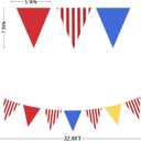 32Ft Red Blue Yellow Carnival Party Decorations Red Striped Carnival Circus Clown Triangle Flag Pennant Bunting Banner Fabric Garland Streamers for Kids Birthday Baby Shower Outdoor Decor Supplies