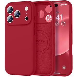 Vooii Magnetic for iPhone 17 Pro Max Case, Compatible with Magsafe (Premium Liquid Silicone) (Integrated Camera Control Button) Full Body Protective Anti-Scratch Microfiber Lining 6.9 inch, Red