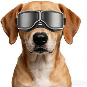 NAMSAN Dog Goggles for Medium to Large Dogs, Wide Snout, Anti-UV Sunglasses for Dogs Large Breeds, Windproof Dustproof Dog Eye Protection, Black