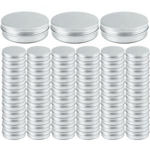 2oz Aluminum Empty Storage Screw-top Tin Jars with Lids, 75PCS Round Candle Cans, Refillable Cosmetic Containers for Lip Balm, Shea Butter, Salves, Silver