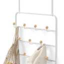 Umbra Estique Over The Door Coat Rack & Multi-Use Organizer, for Coats, Bags, Hats & More, White/Natural
