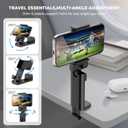 Airplane Phone Holder, Dual 360 Rotation Plane Phone Holder Travel Essentials for Long Flight, Desk, Tray, Compact Cell Phone Mount w/ Durable Automatic Spring Clamp, Phone Gadget for Long Trip, Gym (Black -1 Pack)