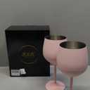 K&K Home Pink Stainless Steel Unbreakable Pink Wine Glasses - 18 oz - Set of 2 Colored, Stemmed Metal Wine Glasses Perfect for Outdoors, Weddings, and Parties