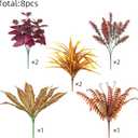 10 x Artificial Fall Plants for Autumn Outdoor Decor Realistic Faux Greenery & Flowers Fake Plastic Leaves with Stems UV Resistant Outside Bushes for Garden Patio and Porch 8Pcs (Fall Color)