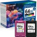 Remanufactured 64XL Ink Cartridges Black/Color Replacement for HP 64XL Ink Cartridge Combo Pack HP Ink 64 for Envy 7855 7858 7155 7800 6252 6255 7100 7164 7200e 7955e 7900e Tango X Printer