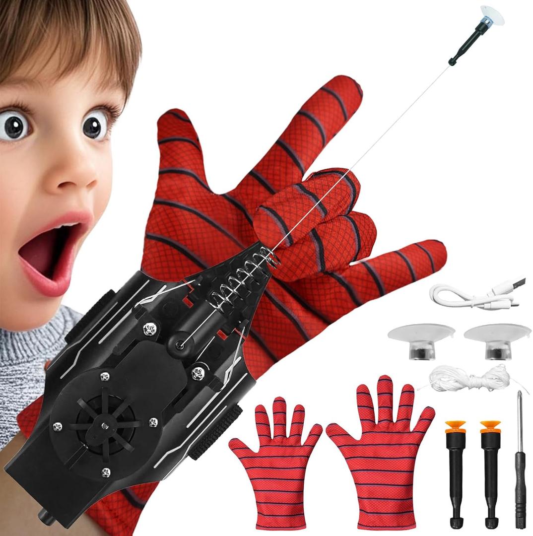 Spider Silk Launcher for Kids,Web Shooters- USB Type c Charging, Launch Distance 8ft - Can Grab Small Objects-Variety of Play Modes (Black) Kids Edition