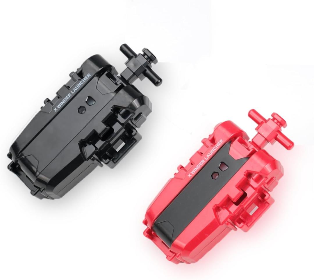 2 Pack X String Launcher, X Gyro Launcher Set for Players Battles, Only Work with X Right Spinning Tops (Red + Black)
