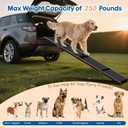 HBTower 71" Long & 17.3" Wide Folding Dog Ramp for Car, SUV & Truck Portable Pet Ramp with Non-Slip Surface, Extra Wide Steps for Large Dogs Up to 250LBS