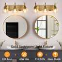 Bathroom Light Fixtures,3-Light Bright Gold Vanity Light Over Mirror, L 21" Modern Wall Sconces with Clear Glass Globe Shade, Bathroom Wall Lights for Mirror Kitchen Bedroom Hallway