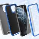 Tall silver for iPhone 11 Pro Max Case with [2 Screen Protector ], Military Grade Shockproof Heavy Duty Drop Protection Rugged Case 6.5"(LightGrey Blue)