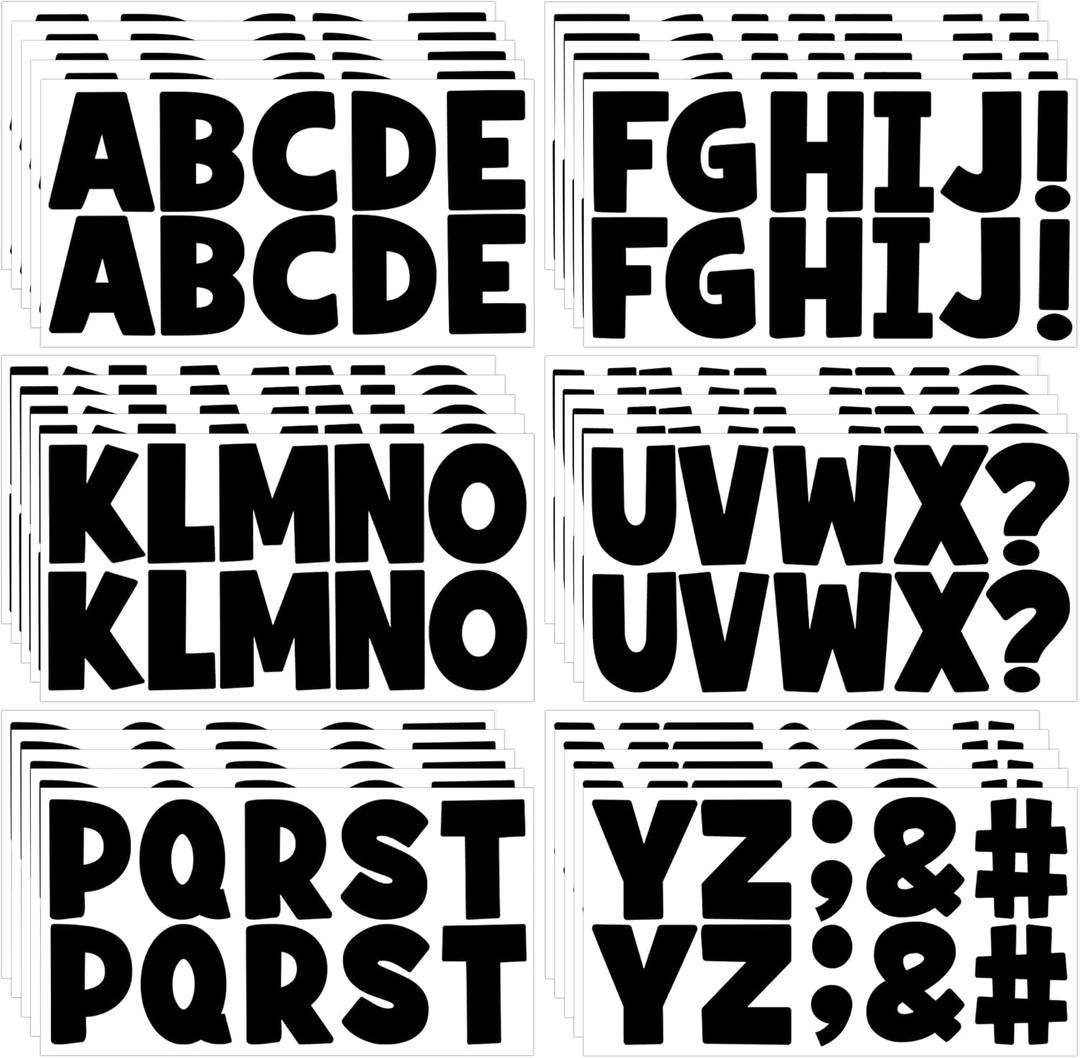 320 PCS Bulletin Board Letters 30 Sheets Letter Stickers Large Alphabet Stickers 2.5 Inch Vinyl Self Adhesive Sticker Letters for Poster Board Boho Classroom Crafts Scrapbook Mailbox Home Decor(Black)