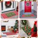 2 Pcs Candy Cane Christmas Doormat 24'' x 51'' Red White Buffalo Plaid Outdoor Rug and 18'' x 28'' Candy Cane Coir Doormat Welcome Mat Non Slip Floor Mat for Outside Entrance Front Porch