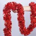 Red Tinsel Garland 49.2Feet Christmas Party Decorations Xmas Tree Garland for Twist Hanging Ceiling Indoor Outdoor Christmas Tree