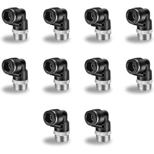 CNAODUN 10 Pcs Push to Connect Fittings 1/2 Inch Tube OD x 1/2 Inch NPT Thread Pneumatic Male Elbow Quick Connect Air line fittings