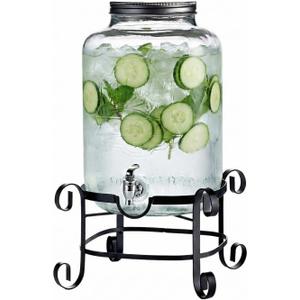 Style Setter Beverage Dispenser Cold Drink Dispenser w/ 3-Gallon Capacity Glass Jug, Metal Stand & Leak-Proof Acrylic Spigot Great for Parties, Weddings & More