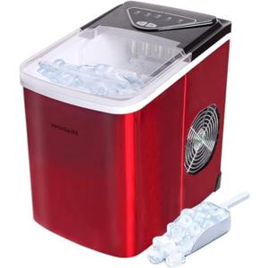Frigidaire Compact Countertop Ice Maker, 26lbs of Ice per Day, Red Stainless
