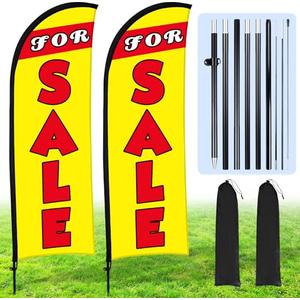 Buryeah 2 Set Sale Feather Flags Huge Sale Banner Flag Themed Flag with Pole Kit for Retail Store Outside Garden Business Advertising(Yellow,11 x 7.9 FT)