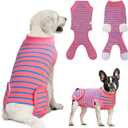 Dog Surgery Recovery Suit, Recovery Shirt for Male Female Dog Cats, Cone E-Collar Alternative Abdominal Wounds Spay Bandages Onesie, Anti-Licking Pet Surgical Recovery Suit, Pink Medium (Medium(Back:13.5"-17.5";Chest:18.2"-21.3"))