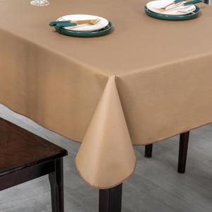 Elegant Rectangular Tablecloth, 100% Waterproof Vinyl, Solid Color Tablecloth, Modern Minimalist Style, Suitable for Dining/Gathering/Picnic/Kitchen Table Decoration(Brown,70"x52" Rectangular)
