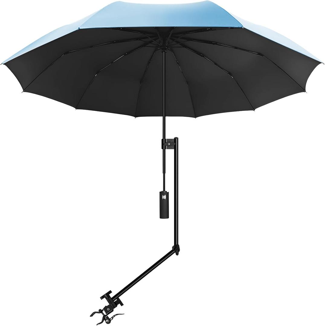 UPF 50+ Beach Umbrella with Adjustable Universal Clamp