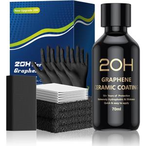 20H Advanced Graphene Ceramic Coating for Cars (70ml) - Car Detailing Kit, 10+ Years of Long Lasting Protection, Apply After Car Wash & Paint Correction, Ultra High Gloss