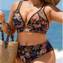 SweatyRocks Women's Plus Size 2 Piece Boho Printed Bikini Set High Waisted Bathing Suit Swimwear 3XL