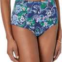 2 x Amazon Essentials Women's High Waist Swim Bottom (Available in Plus Size) (Medium, Deep Blue Paisley)