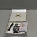 OLEVS Watch Men Luxury Stainless Steel Easy Read Diamond Original Self Winding Black Watches for Men Big Face No Battery Water Resistant Watches Dress Two Tone Adjustable Automatic Tourbillon relojes para hombres