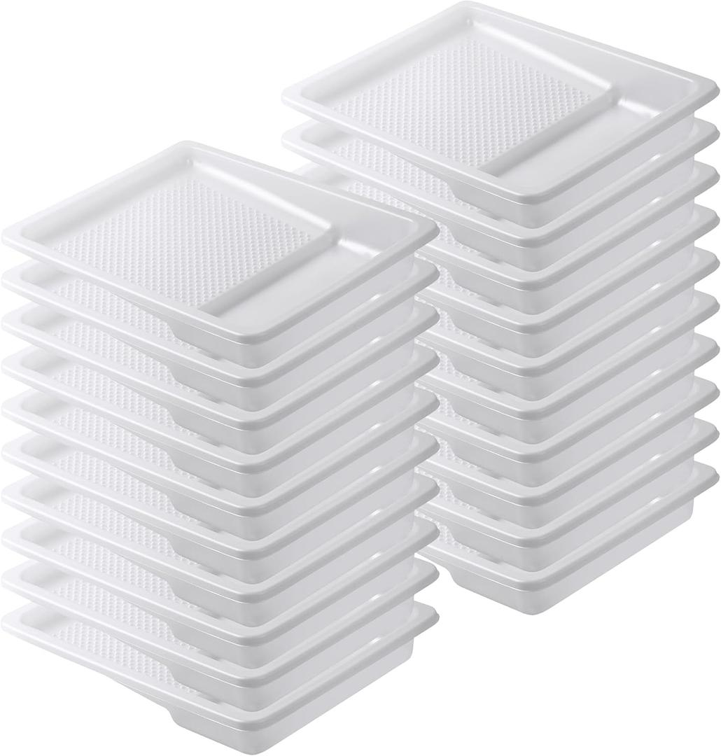 Bates- Paint Tray Liner, 9 Inch, 20 Pack, Paint Pans Trays, Plastic Paint Tray, Disposable Paint Tray, Paint Roller Tray, Paint Trays for Painting Walls, Roller Tray Liners, Paint Pan Liners (White)