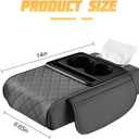 Zpana Car Center Console Armrest Pillow, Memory Foam Leather 4 in 1 Vehicle Arm Rest Cover with Tissue Box 2 Side Storage Bag Cup & Phone Holder, Auto Armrest Cushion, Universal Fit (Gray)