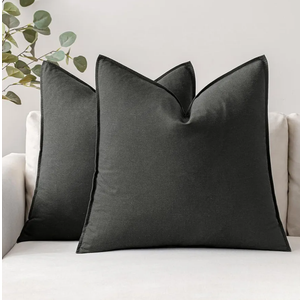 MIULEE Pack of 2 Decorative Linen Pillow Covers Boho Farmhouse Modern Soft Accent Throw Pillows Neutral Cushion Covers for Sofa Couch Bed Living Room Home Decor, 18x18 Inch Dark Gray