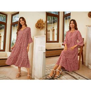Vishow Floral Flowy Swing Fall Casual Long Dress XL